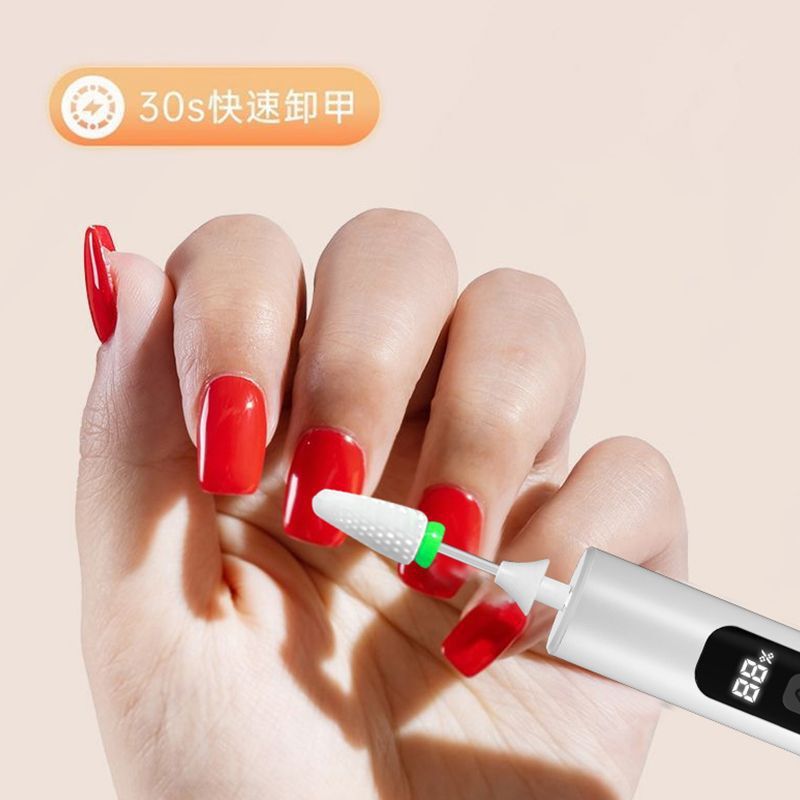 跨境电动磨甲器带美甲灯三合一打磨机抛光去死皮卸甲美甲笔修甲器|undefined