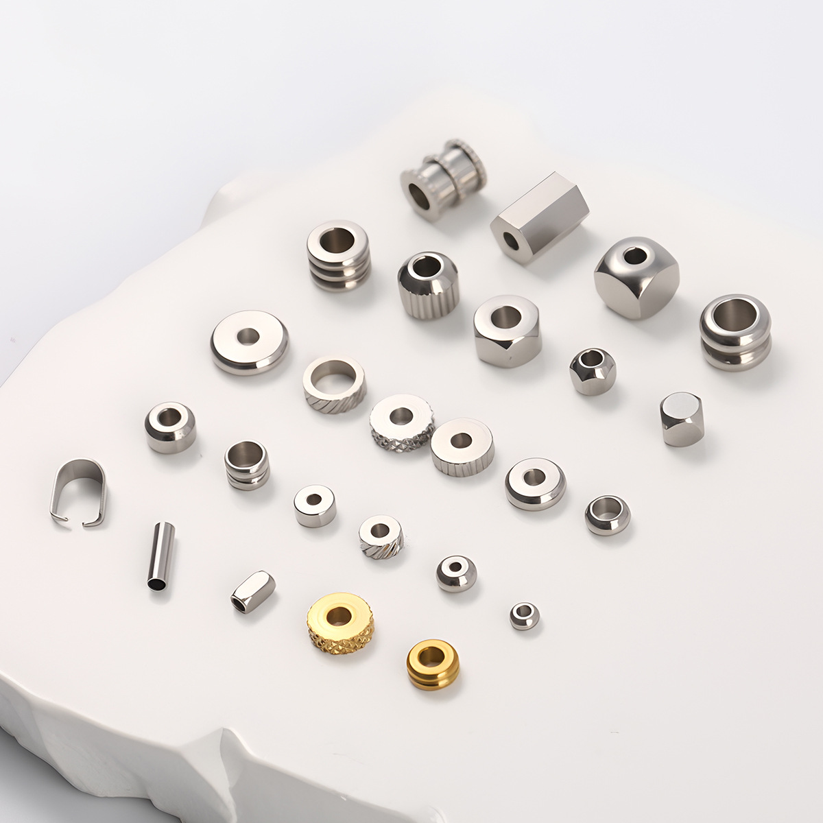 Jingyao Metal Accessories Stainless Steel Hammer Beads Loose Beads Bamboo Tube Beads Spacer Beads Pendant DIY Jewelry Accessories Wholesale