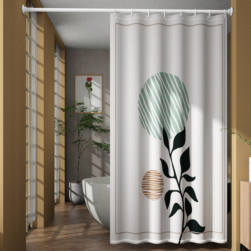 Cortina de ducha poliéster Amazon popular Impresión digital baño húmedo y seco partición impermeable