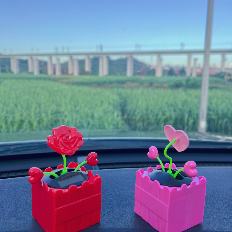 新花栏太阳能苹果花 太阳能自动摇摆太阳花汽车摆件创意车载详情8