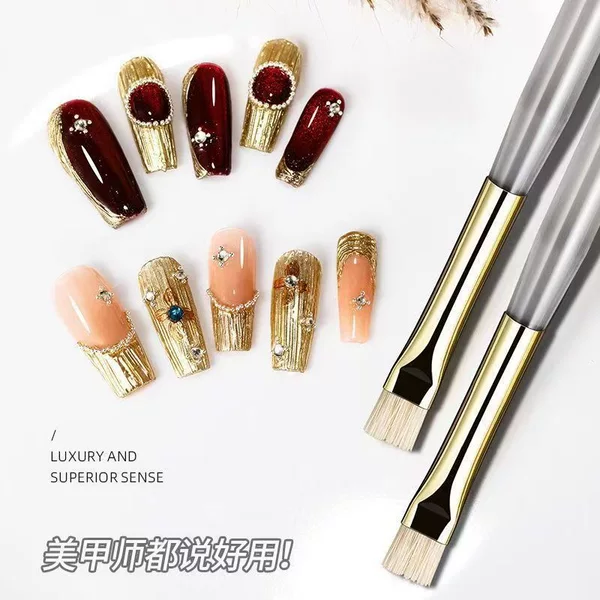Cross-Border Nail Art Brush Set with Hard Bristles, Large Round Shape, Gradient Effect, French Style Beginner Kit Tools
