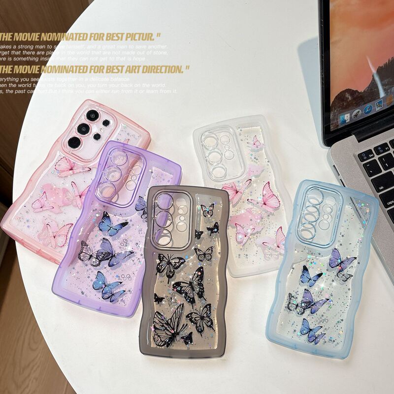 Dropping glue glitter butterfly for Samsung S25ultra phone case S24U/S23FE fashion wave A56 cross-border Dropping glue glitter butterfly for Samsung S25ultra phone case S24U/S23FE fashion wave A56 cross-border