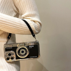 蘋果15promax手機殼新款高級感可手提小羊皮電鍍iphone14por女潮