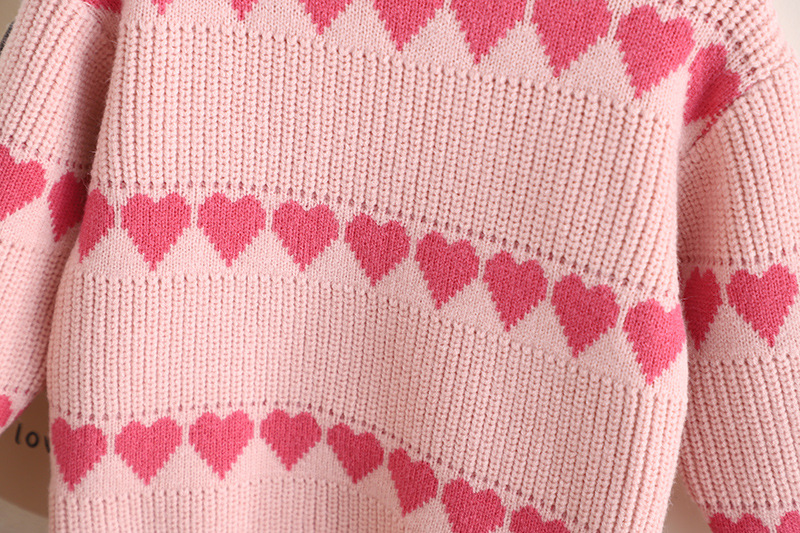 Girls' Sweater Western Love Jacquard Knitted Two Piece Set Autumn/Winter New Girl Korean Edition Pullover Skirt_voghion.com