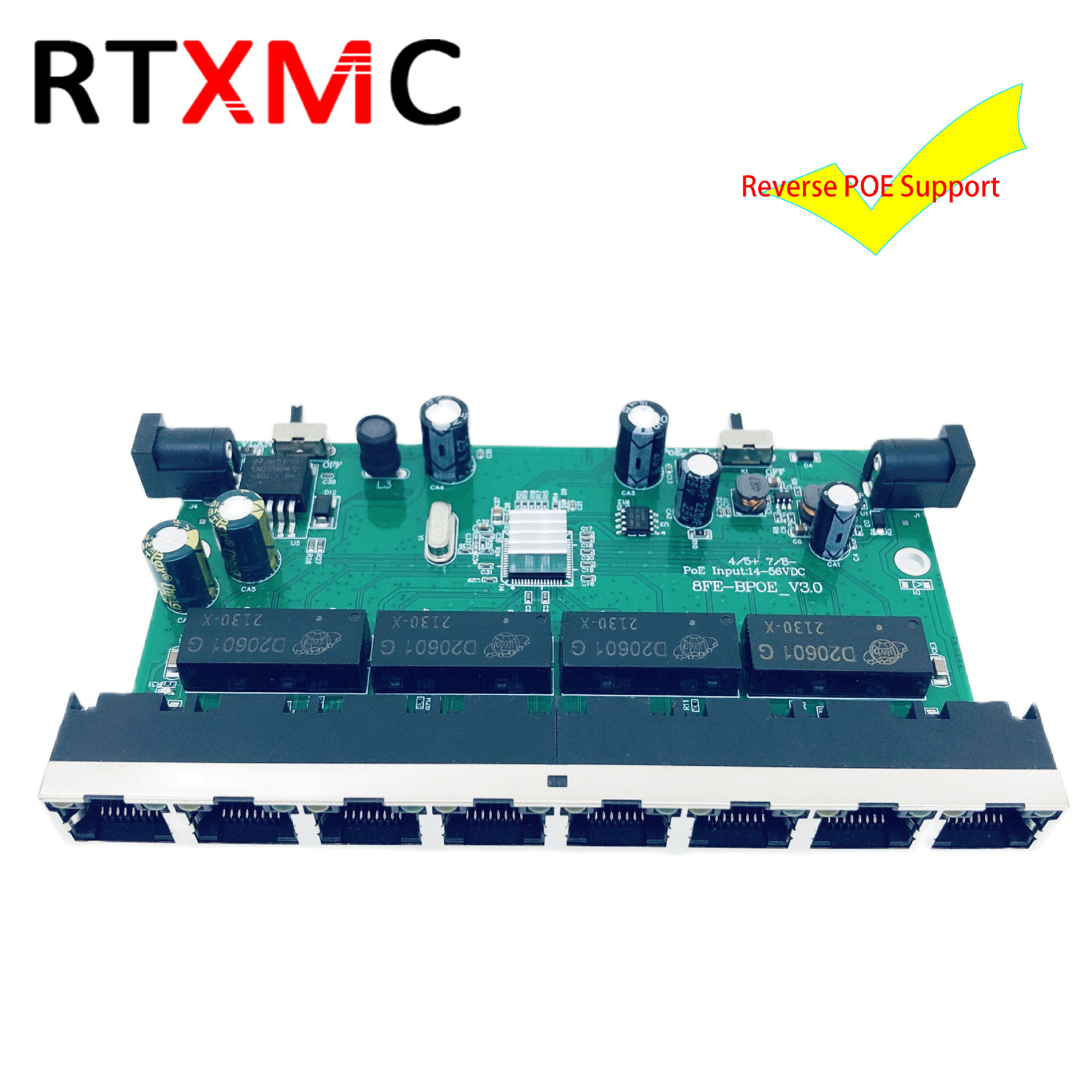 包邮千兆百兆8口POE供电交换机PCBA主板子光纤收发器网络交换机