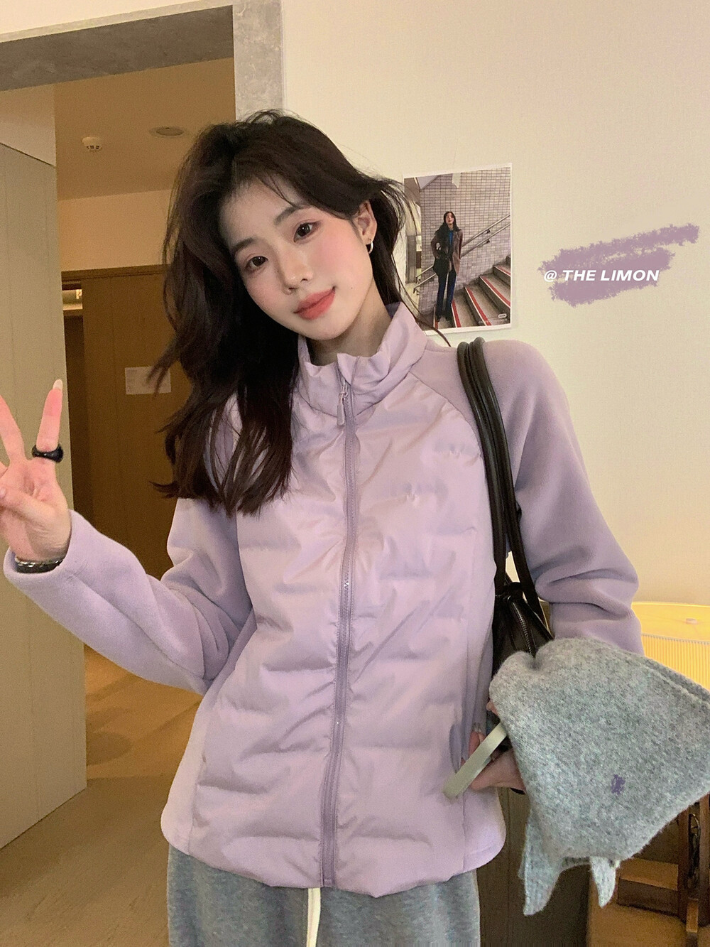 Finna Fu otoño y invierno nuevo estilo simple de abrigo de color sólido con cuello pequeño cintura de pelusa caliente chaqueta de plumón para mujeres