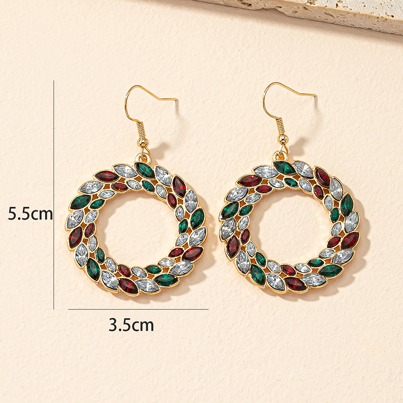 Fashion Geometric Round Alloy Inlay Artificial Rhinestones Earrings display picture 5