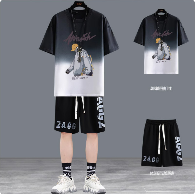 カジュアルスーツ 2025 新しいティーンエイジャー半袖ショーツボーイズ夏ツーピーススーツ学生ハンサムな衣装紳士服|undefined