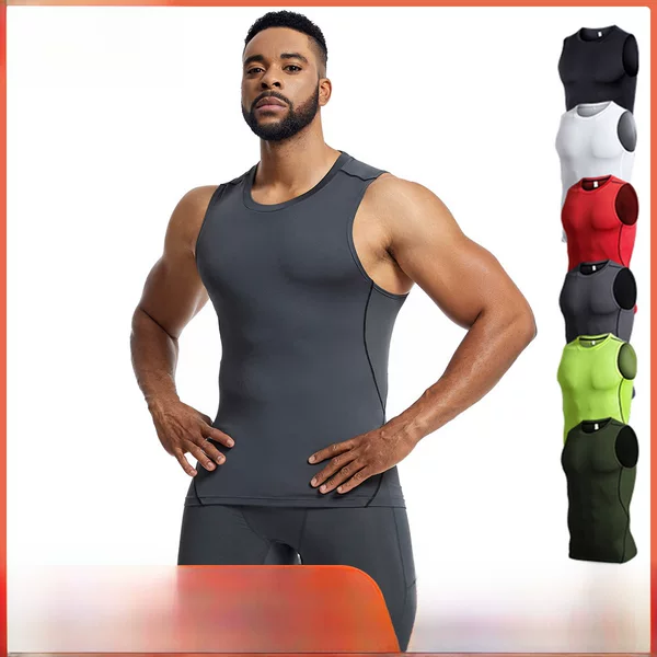 Amazon Cross-Border Sports Vest Men's Summer Elastic Breathable Tights Sweat-Proof Basketball Running Quick-Drying Vest