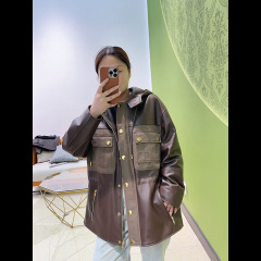 连帽皮夹克女2025秋季新款时尚洋气高级感百搭绵羊皮衣外套上衣