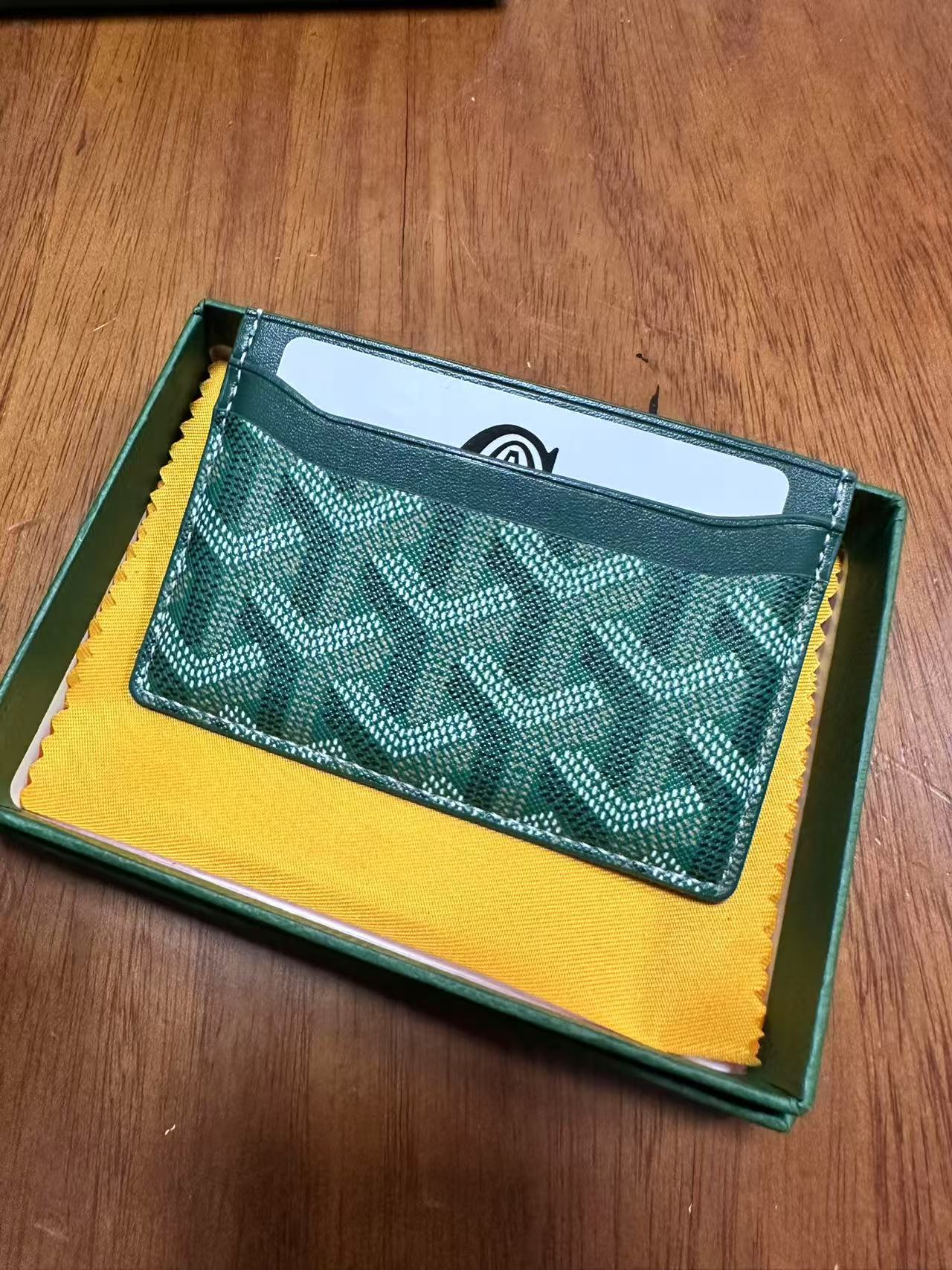 Tarjetero Goyard, tarjetero ultrafino de cuero genuino clásico para hombre, tarjetero de almacenamiento para mujer, tarjetero universal