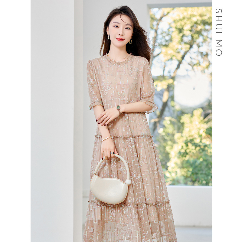 Ink Painting Beauty Original Silk Women's Clothing Luxurious Heavy Embroidery Silk Dress Women's Patchwork Dress 6960 Ink Painting Beauty Original Silk Women's Clothing Luxurious Heavy Embroidery Silk Dress Women's Patchwork Dress 6960