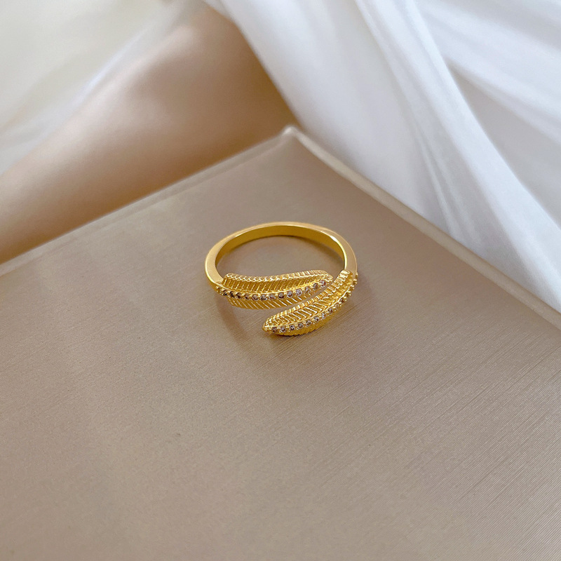 Damen Designer Ring In Offenem Blatt Design Light Luxury Schmuck_voghion.com