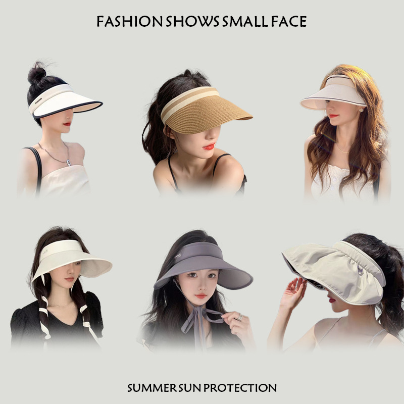 summer sun hat high-profile figure air top hat outdoor uv sun protection mixed style big brim makes face look smaller female cap