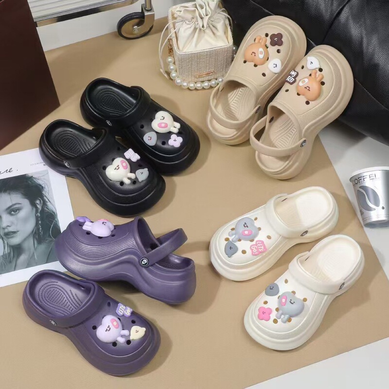 2025 New Women's Clogs with Thick Soles to Increase Height, Versatile Fashionable and Interesting Accessories, Two-Wear Sandals and Slippers
