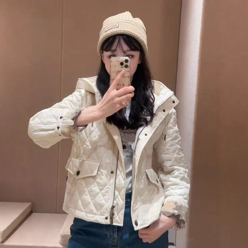 British Style 2025 Autumn and Winter New Style Personalized Solid Color Versatile Women's Short Lightweight Hooded Cotton Jacket for Women British Style 2025 Autumn and Winter New Style Personalized Solid Color Versatile Women's Short Lightweight Hooded Cotton Jacket for Women