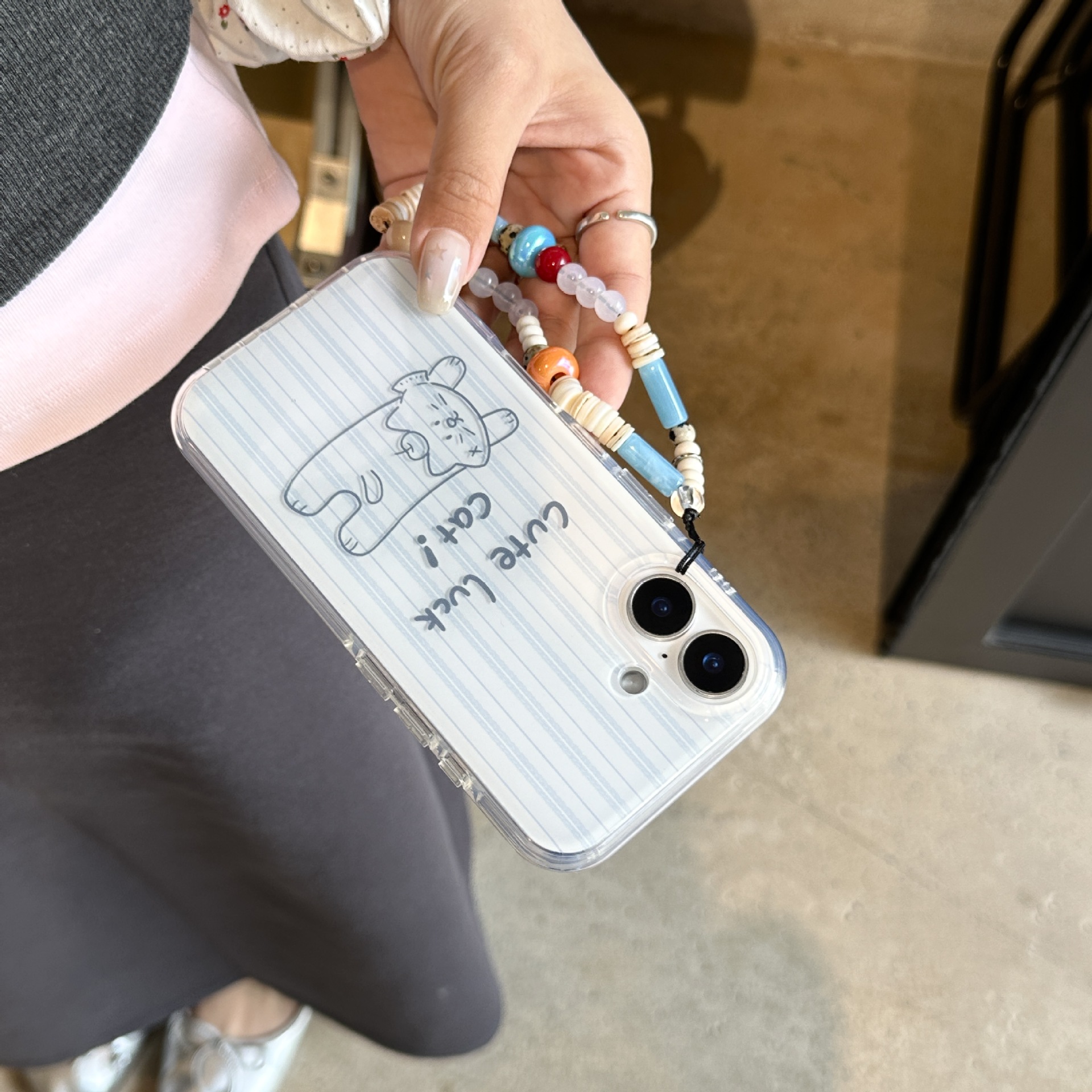 Simple gato a rayas azules para iPhone16 funda para teléfono móvil 15ProMax soporte 14/13 nuevo 16Pro