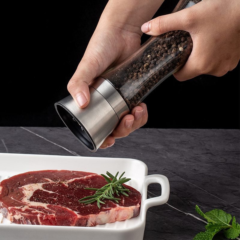 日本式胡椒研磨器キッチン家庭用ステンレス手動研削海塩粒サンショウ黒胡椒粉砕瓶|undefined