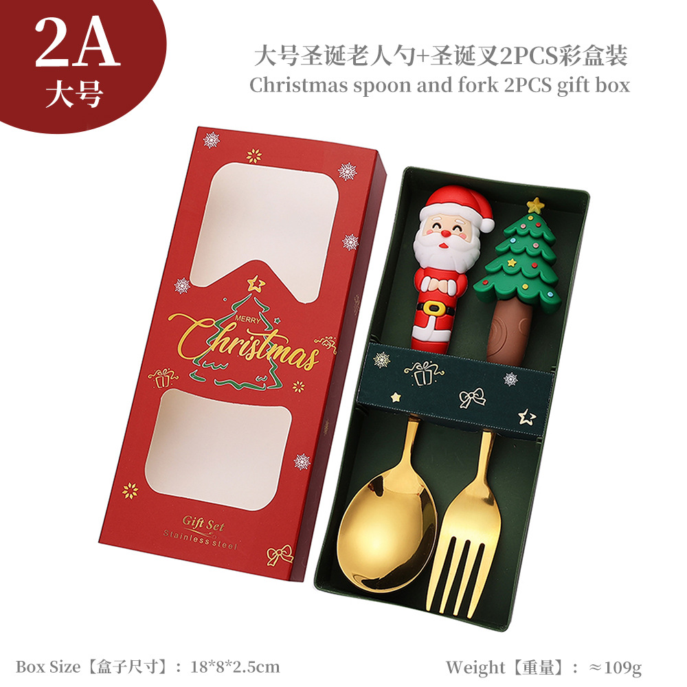 W juego de cuchara de Navidad transfronteriza dibujos animados lindo divertido muñeco de nieve cuchara postre de Navidad creativo cuchara tenedor vajilla de regalo