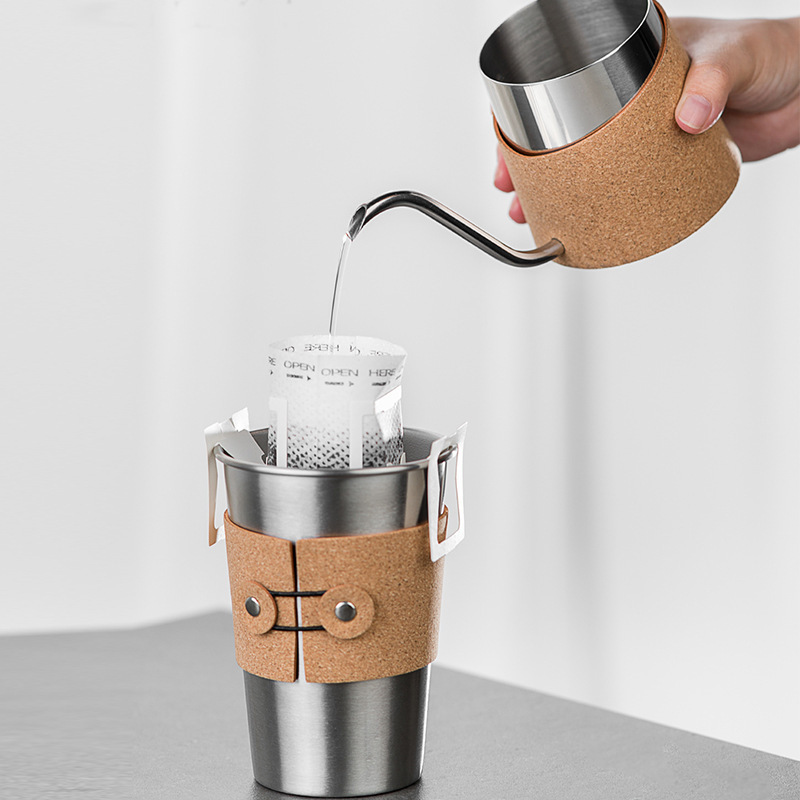 Tazas de café de campamento al aire libre cajas de regalo de cafetera portátiles de alta calidad de cafetera de café de mano conjunto molino de frijoles de mano