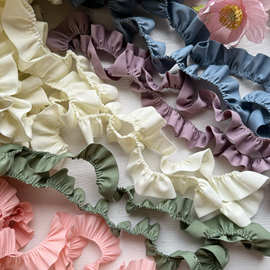 莫兰迪秋冬色木耳边迷你娃衣口裙边发饰洛丽塔装饰花边辅料