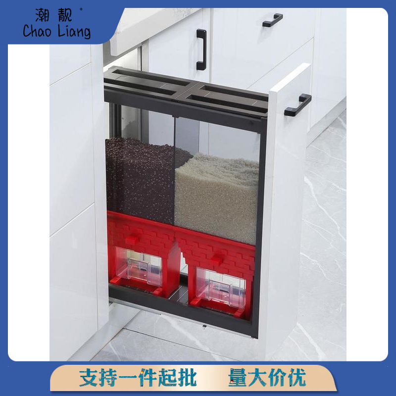 批发嵌入式米箱厨房家用抽屉式米桶隐藏式米柜五谷分格收纳米面箱