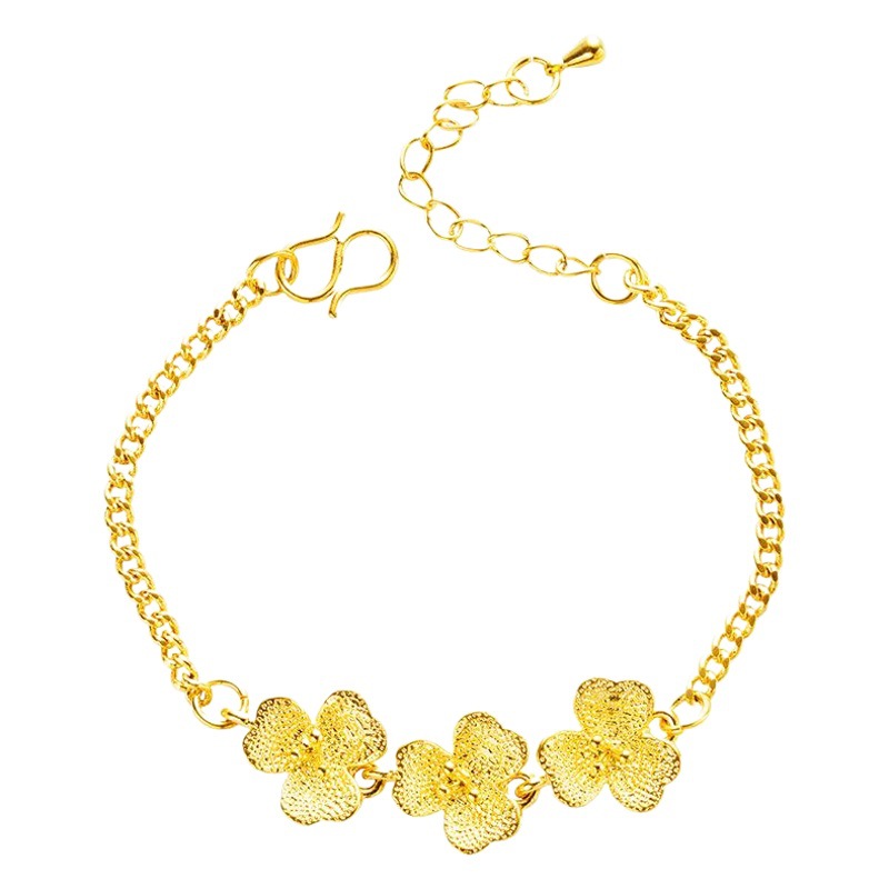 Traje de tres piezas collar de flores de cadena de agua de oro de Vietnam hembra Latón chapado en oro pulsera de flores pendientes de flores