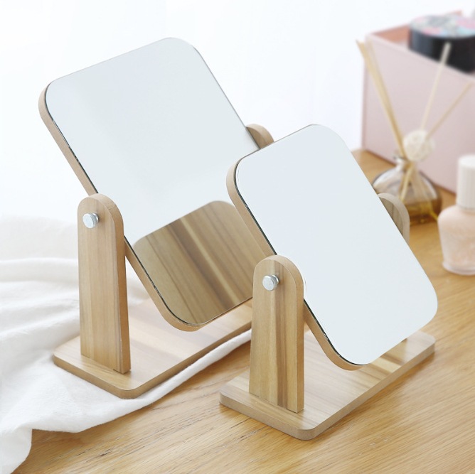 Espejo de maquillaje para el vestidor de madera simple HD escritorio red de Internet belleza dormitorio dormitorio escritorio hogar dormitorio espejo giratorio