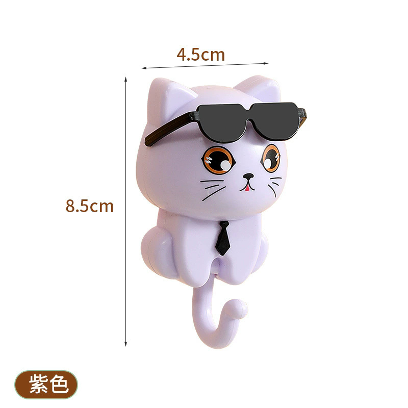 Gancho para abrigos con diseño de gato negro, creativo y lindo, para la entrada, gancho adhesivo con un diseño de gato llamativo, sin necesidad de taladrar.