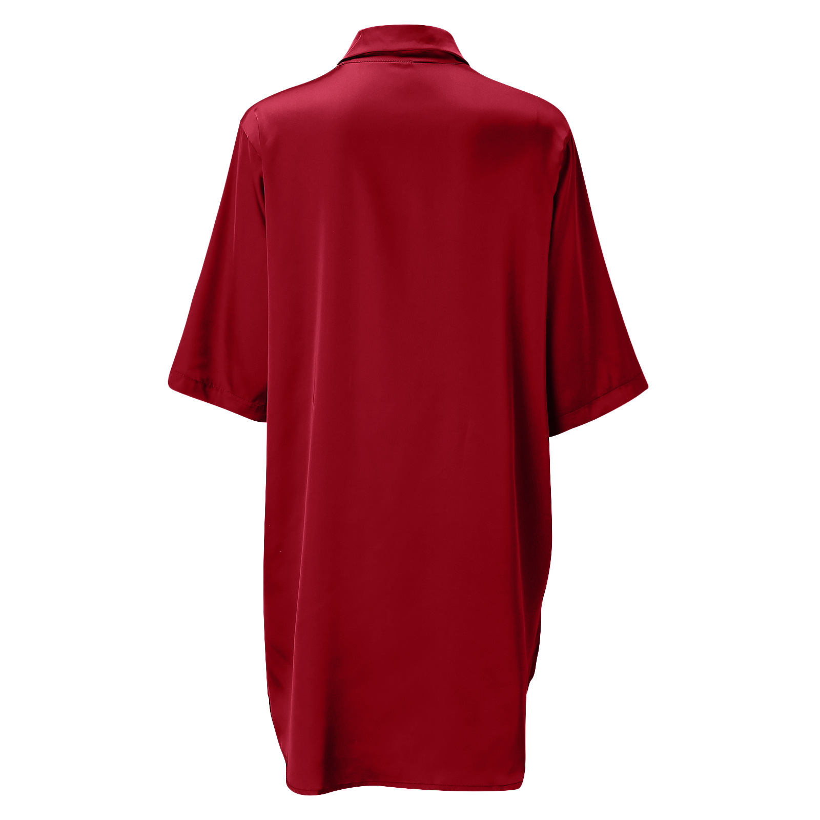 Solid Color Silky Shirt For Home Wear
