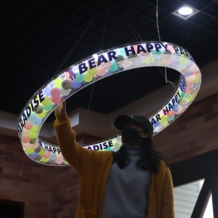 ins ring acrylic light box ocean ball hanging round ceiling Net red luminous led bar atmosphere decorative light
