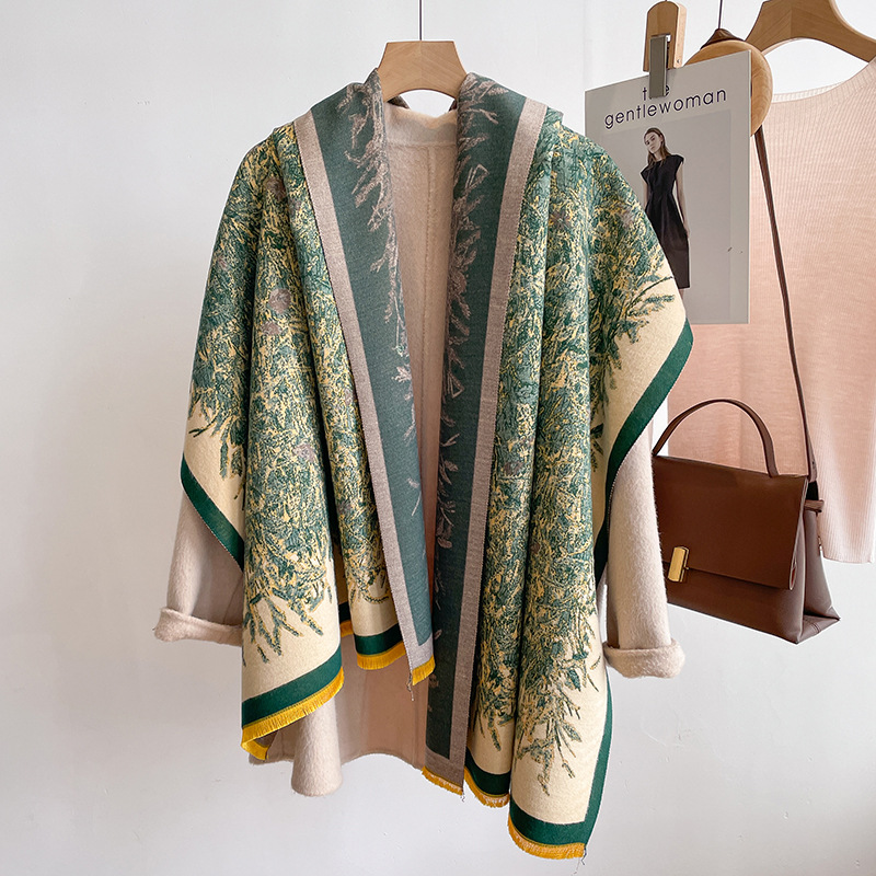 450g Weight Scarf Classification Daily Occasion Rayon Material Color Block, Sheep, Daisy Pattern Winter Season Women's Gender Retro, Sweet Style Women's Retro Sweet Color Block Sheep Daisy Rayon Scarf 5