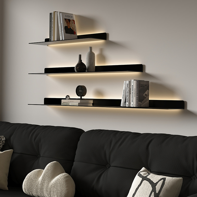 Simple Wrought Iron Luminous Wall Shelf Storage Shelf Display Shelf Wall Hanging Bookshelf Display Shelf