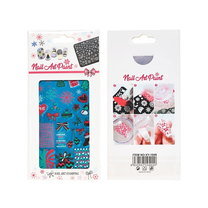 Placa de acero de impresión de uñas europea y americana, serie de Navidad de invierno, placa de acero de transferencia, herramienta de uñas, nueva escena de nieve