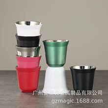304不锈钢双层咖啡杯隔热家用咖啡杯拉花杯咖啡杯茶杯仿烫手跨境
