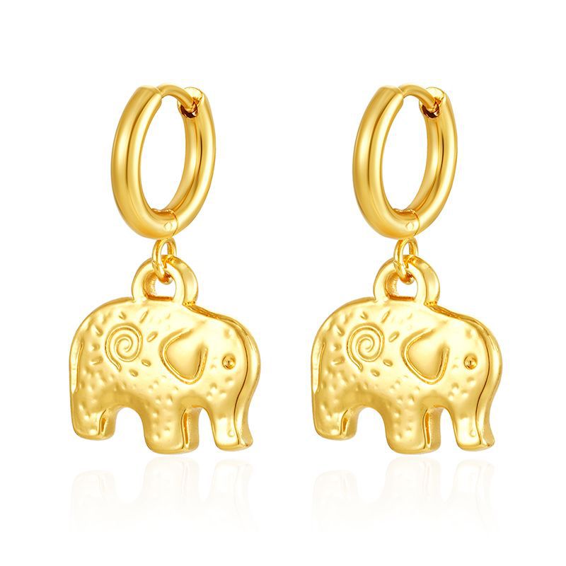 Pendientes colgantes de moda transfronteriza europea y americana, aretes redondos de acero inoxidable de todo fósforo, pendientes simples para mujer de 18K chapados al por mayor