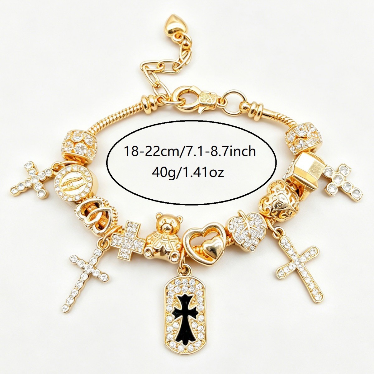 Panjia pulsera cruzada transfronteriza explosión pulsera diamante de diamante de amor oso hoja pentacular joyas de moda image 5