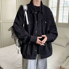 牛仔外套男秋冬高街潮牌新款休闲夹克港风帅气加厚宽松工装上衣服