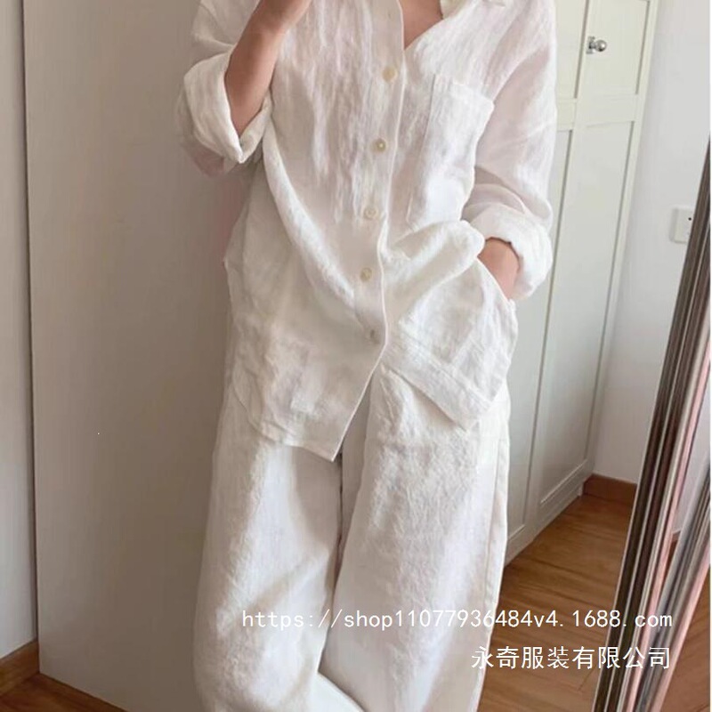 French Old Money Style Linen White Shirt for Men, Skin-Friendly, Breathable, Loose-Fitting, Long-Sleeved Sun Protection Shirt, Linen Work Shirt Wholesale