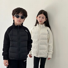 儿童拼接轻薄羽绒服短款立领外套夹克秋冬季新品男女童韩版潮