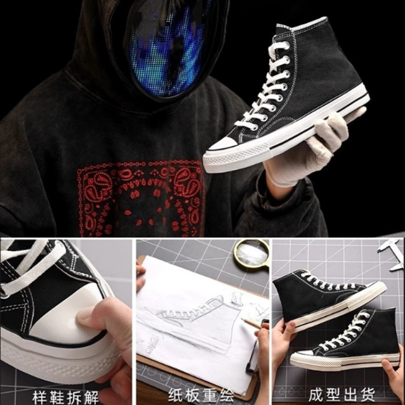 Meiqi Converse Canvas Shoes Black 2025 New Summer High-Top Retro Versatile Men's and Women's Casual Shoes