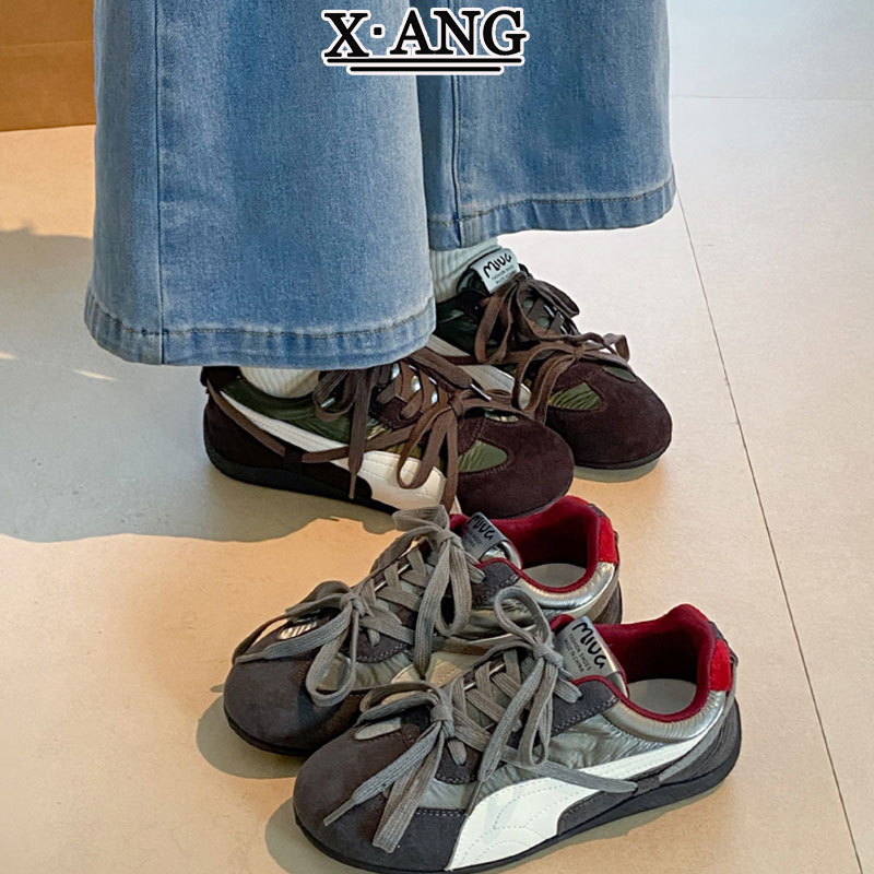 In stock~ Genuine leather color-block lace-up German training shoes for women, soft sole, comfortable for the feet, versatile casual sports shoes In stock~ Genuine leather color-block lace-up German training shoes for women, soft sole, comfortable for the feet, versatile casual sports shoes