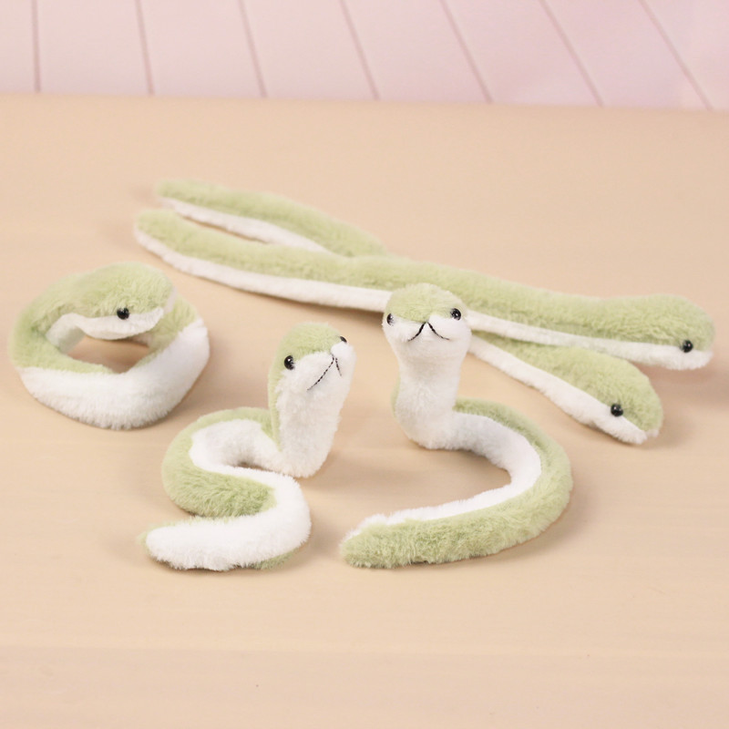 뱀 마스코트 봉제 장난감 인형 창조적 인 구부릴 수있는 작은 녹색 뱀 인형 재미있는 천 선물