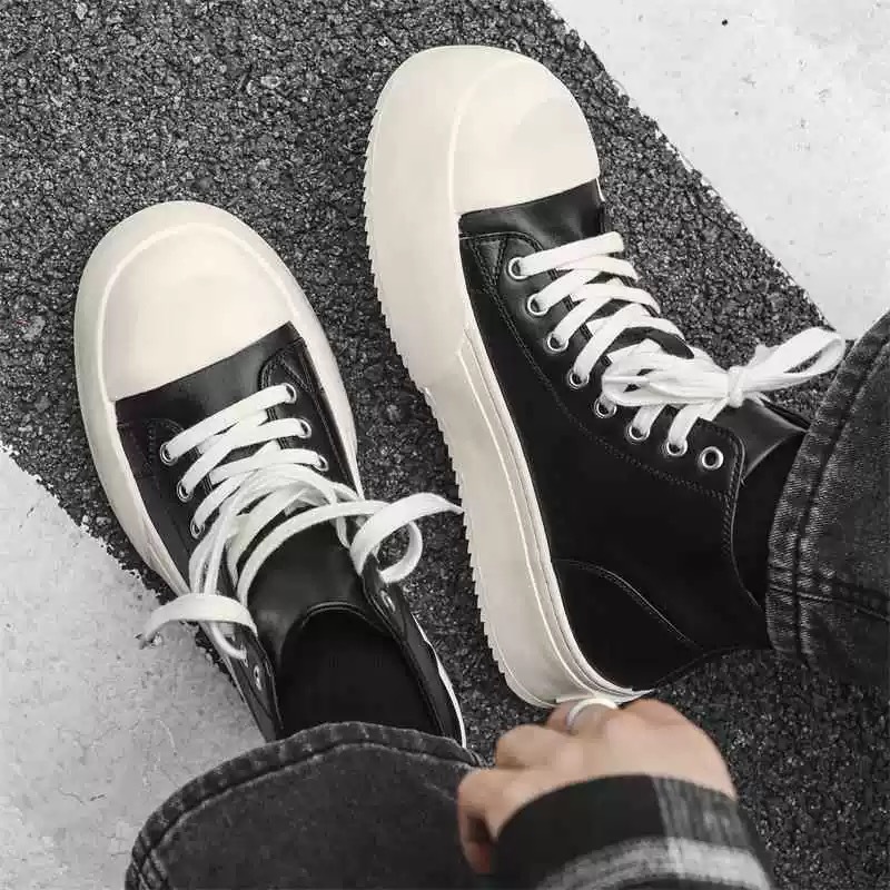 Baskets ShoeVault Big Toe décontractées, style américain urbain, semelle épaisse rehaussante, derby pour homme, collection 2025, polyvalentes et idéales pour les trajets quotidiens._voghion.com