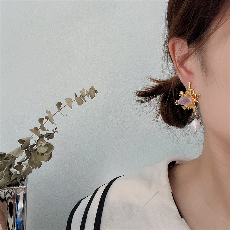 Lady Square Copper Irregular Beaded Plating Zircon Womenu0027S Earrings Necklace