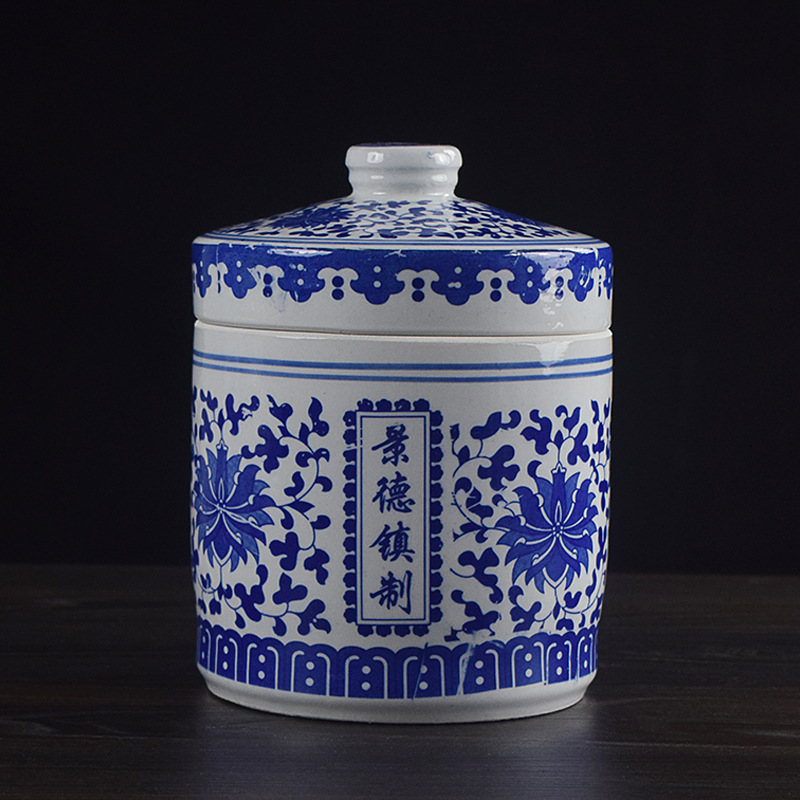 景德镇陶瓷膏方罐中药膏滋瓶豆腐乳蜂蜜猪油调料带盖茶叶青花