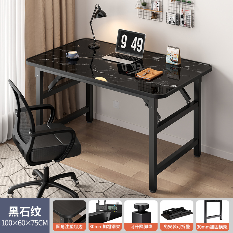 [굵은 테이블다리丨설치 불필요丨흔들리지 않고 안정적] 블랙스톤 패턴 100*60*75cm⚑✦