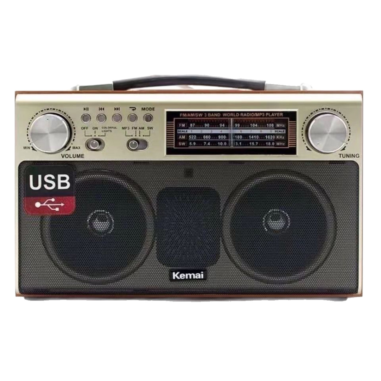 Altavoz Bluetooth inalámbrico retro de madera, portátil, hogar, radio FM de tres segmentos, subwoofer, audio de tarjeta de teléfono móvil