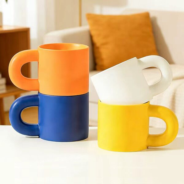 Ceramic coffee high quality cute handle with glass