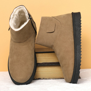 Autumn and winter 2024 new microfiber fleece-lined lovers warm wear-resistant comfortable snow boots men and women with high-top cotton shoes